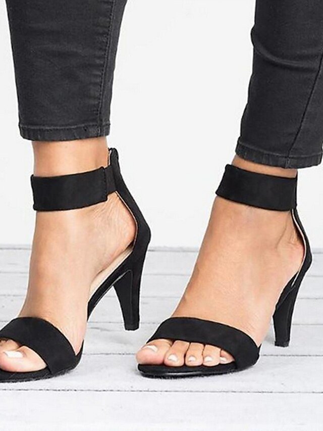 Elegant High Heel Black Ankle Strap Sandals - Image 1