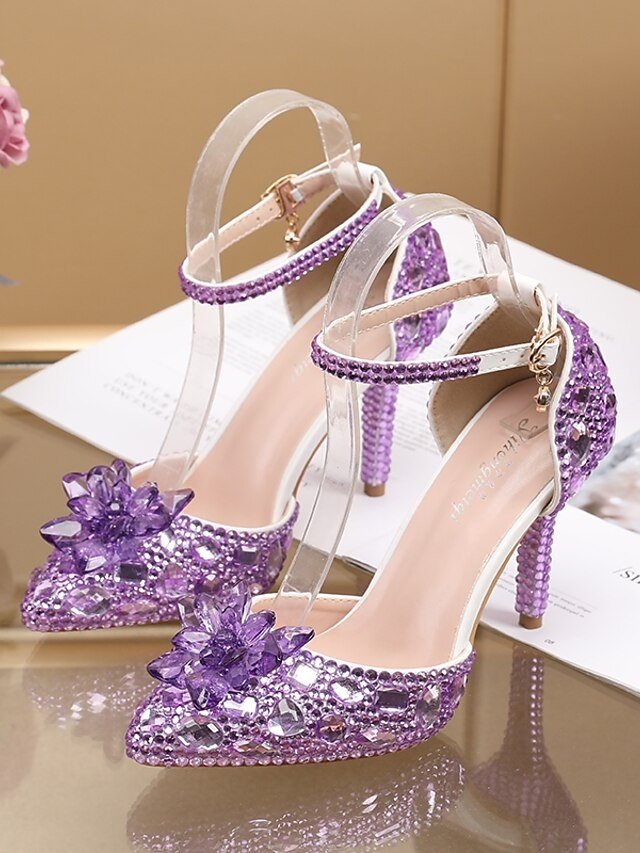 Elegant High Heel Rhinestone Ankle Strap Sandals - Image 1
