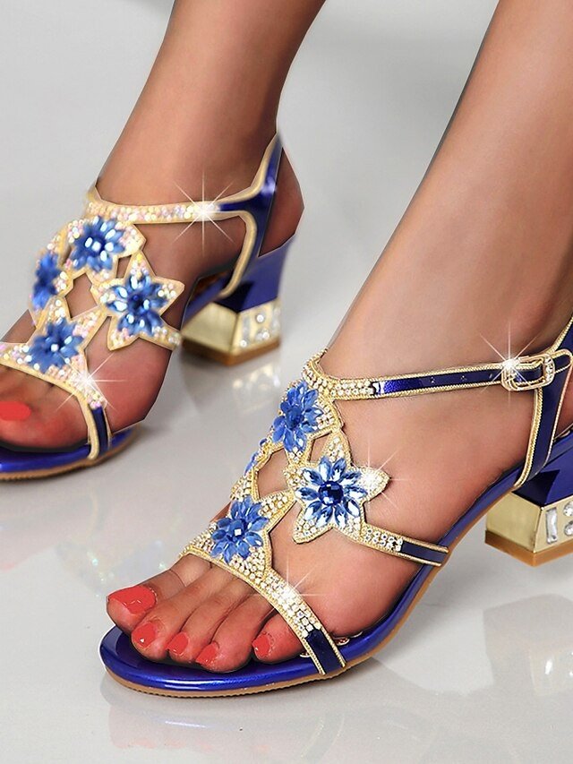 Elegant Mid Heel Decorative Flower Sandals - Image 1