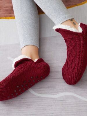 Fashion Comfort Solid Fleece Slipper Socks - Image 16