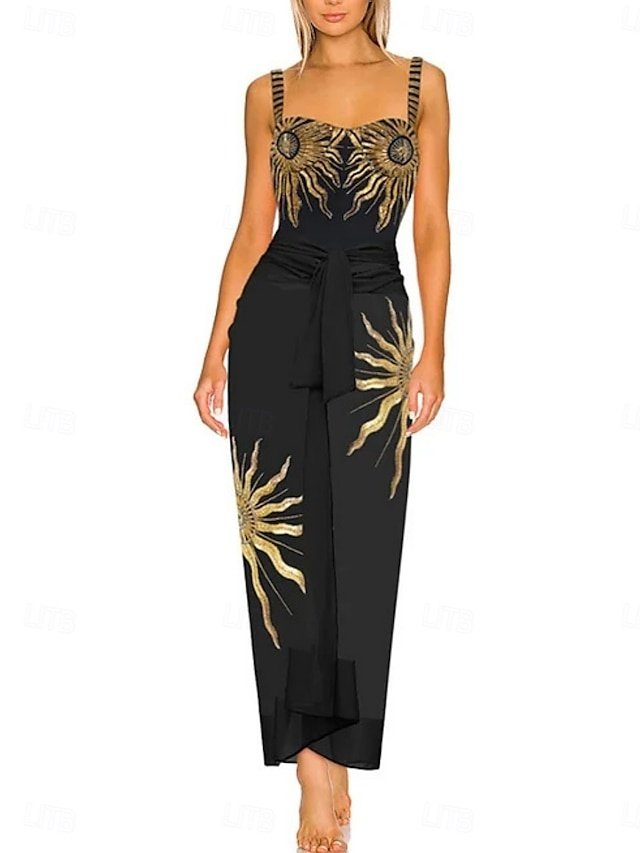 Floral Slim High Waist V Neck Sleeveless Monokini - Image 1