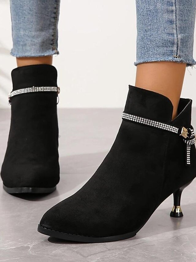 Party Comfort Pointed Toe Suede Ankle Boots - Image 1