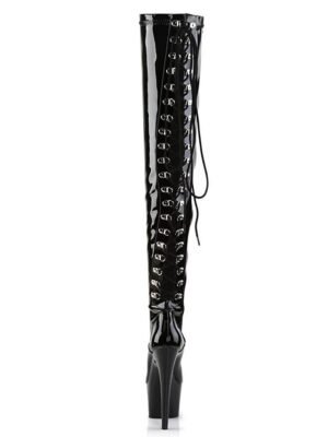Punk High Platform Lace-Up Round Toe Glossy Boots - Image 6