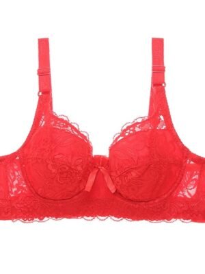 Sexy Push Up Lace V Neck Detachable Strap 3/4 Cup Bra - Image 4