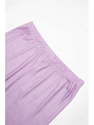 Sleepwear Casual Floral Stripe V Neck Short Sleeve Capri Leggings Set - Image 8