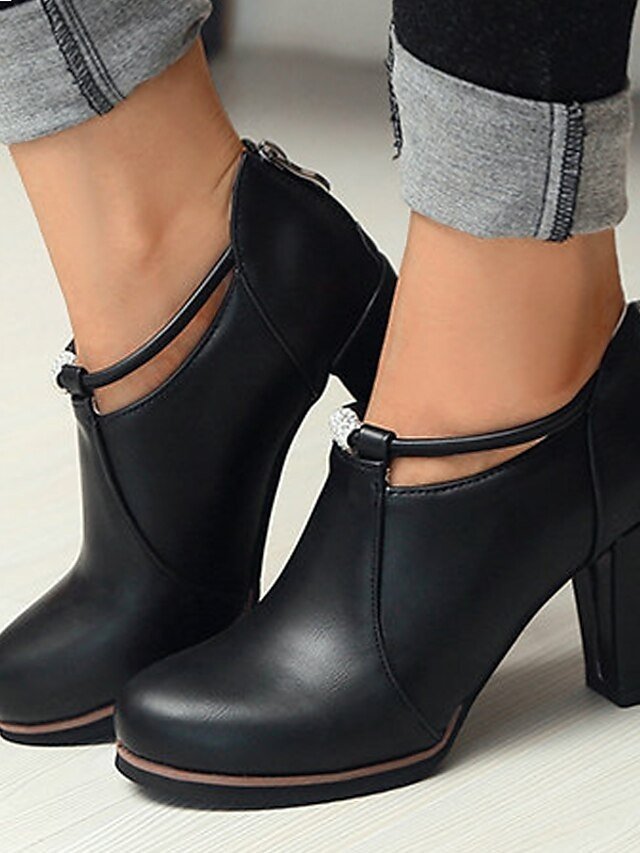 Stylish High Block Heel Buckle Ankle Boots - Image 1