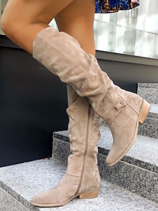 Suede Slouchy Over-the-Knee Boots - Image 1