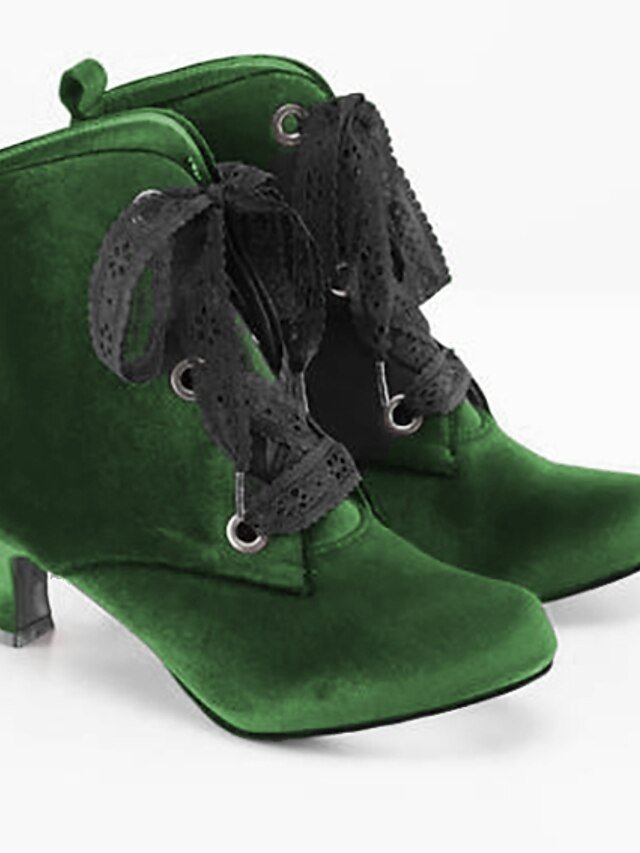 Victorian Lace-Up Mid-Heel Lace Detail Boots - Image 2