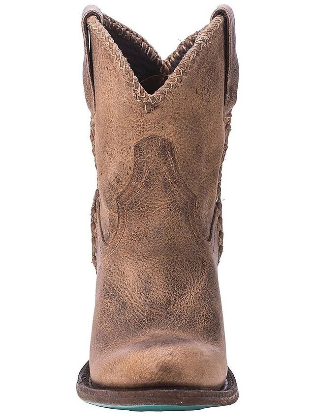 Vintage Distressed Faux Leather Ankle Western Boots - Image 2